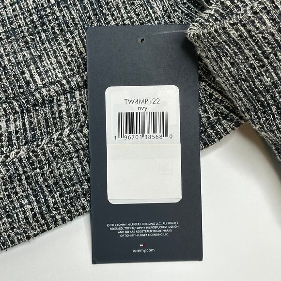 NWT Tommy Hilfiger Navy Blue Tweed Blazer Suit Jacket Zip Career Womens Size 12 - Picture 9 of 12